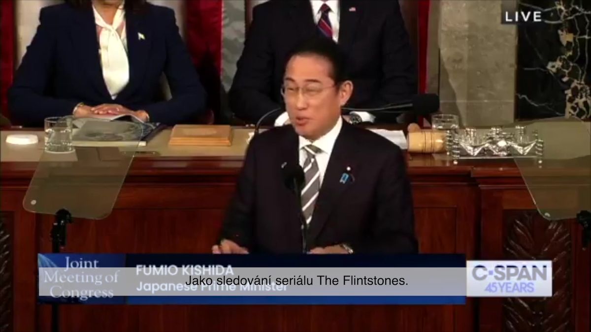 Video: Yabba Dabba Doo. Japonský premiér rozesmál Kongres